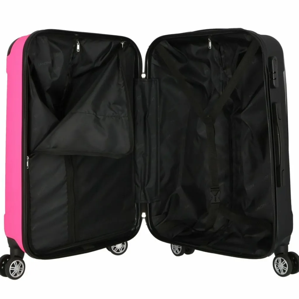 Nowi Koffersets Als Hartgepäck|Koffersets 2-Teilig<Lugano 4 Rollen Kofferset 2-teilig schwarz-pink
