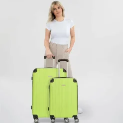 Hot Nowi Lugano 4 Rollen Kofferset 2-teilig schwarz-lime