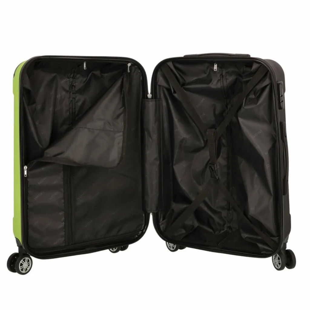 Hot Nowi Lugano 4 Rollen Kofferset 2-teilig schwarz-lime