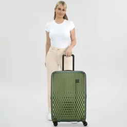 Pack Easy Hartgepäck|4-Rollen Koffer<Flow 4 Rollen Trolley M 66 cm mit Dehnfalte bronze grün