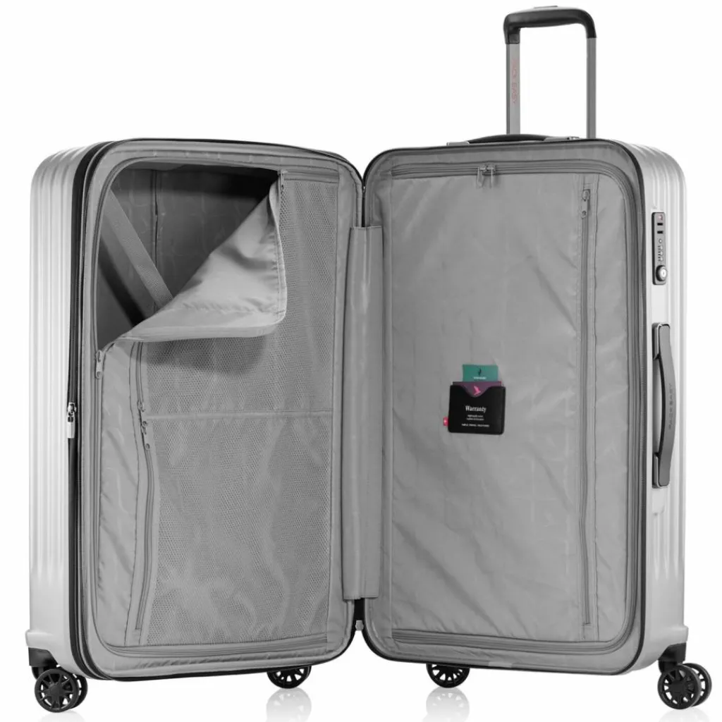 Pack Easy Genius 4 Rollen Trolley M 66 cm mit Dehnfalte silber