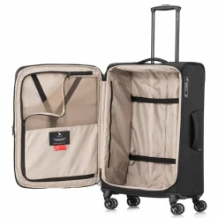 Best Pack Easy GoUp 4 Rollen Trolley M 65 cm mit Dehnfalte schwarz