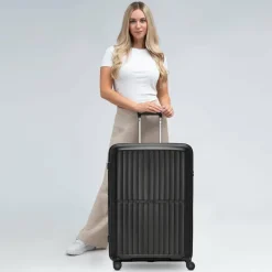 Pactastic Hartgepäck|4-Rollen Koffer<Collection 01 4 Rollen Trolley L 76 cm mit Dehnfalte black-metallic