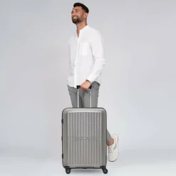 Best Pactastic Collection 01 4 Rollen Trolley M 67 cm mit Dehnfalte grey-coffee metallic