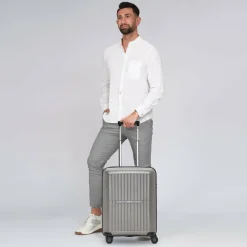 Pactastic Hartgepäck Kabinengepäck|4-Rollen Kabinentrolleys<Collection 01 4 Rollen Kabinentrolley S 55 cm mit Dehnfalte grey-coffee metallic