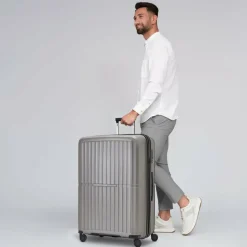 Pactastic Collection 01 4 Rollen Trolley L 76 cm mit Dehnfalte grey-coffee metallic