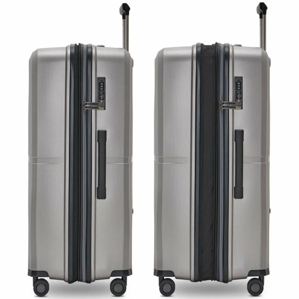 Pactastic Collection 01 4 Rollen Trolley L 76 cm mit Dehnfalte grey-coffee metallic