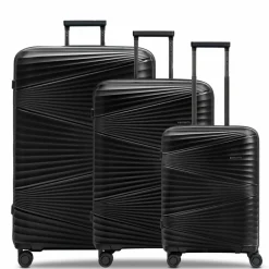 Outlet Pactastic Collection 02 THE THREE SET 4 Rollen Kofferset 3-teilig black metallic