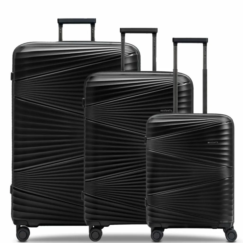 Outlet Pactastic Collection 02 THE THREE SET 4 Rollen Kofferset 3-teilig black metallic