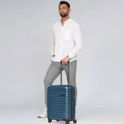 Pactastic Hartgepäck Kabinengepäck|4-Rollen Kabinentrolleys<Collection 04 THE CABIN + 4 Rollen Kabinentrolley S 55 cm mit Dehnfalte navy blue-metallic