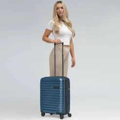 Pactastic Hartgepäck Kabinengepäck|4-Rollen Kabinentrolleys<Collection 04 THE CABIN + 4 Rollen Kabinentrolley S 55 cm mit Dehnfalte navy blue-metallic