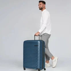 New Pactastic Collection 04 THE LARGE + 4 Rollen Trolley L 75 cm mit Dehnfalte navy blue-metallic