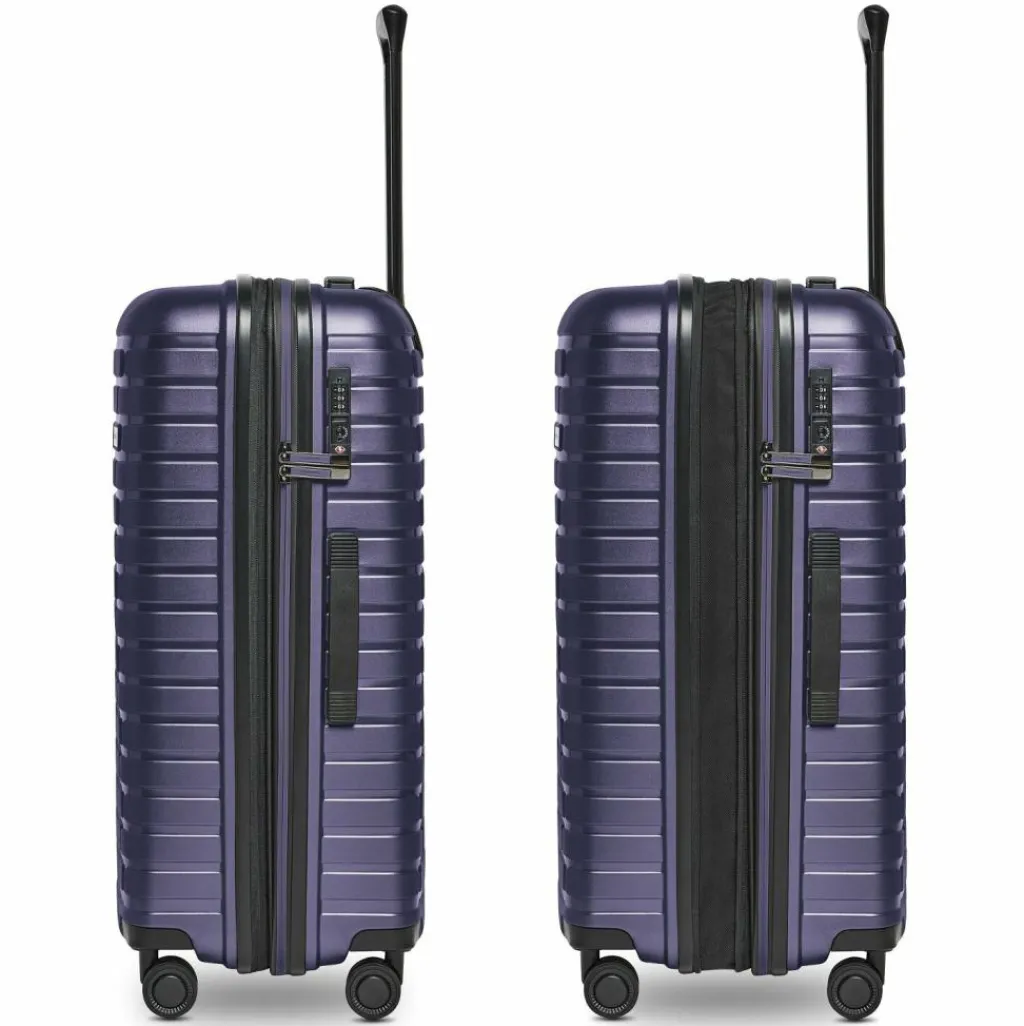 Pactastic Hartgepäck|4-Rollen Koffer<Collection 04 THE MEDIUM + 4 Rollen Trolley M 66 cm mit Dehnfalte purple-metallic