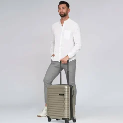 Hot Pactastic Collection 04 THE CABIN + 4 Rollen Kabinentrolley S 55 cm mit Dehnfalte champaign-metallic