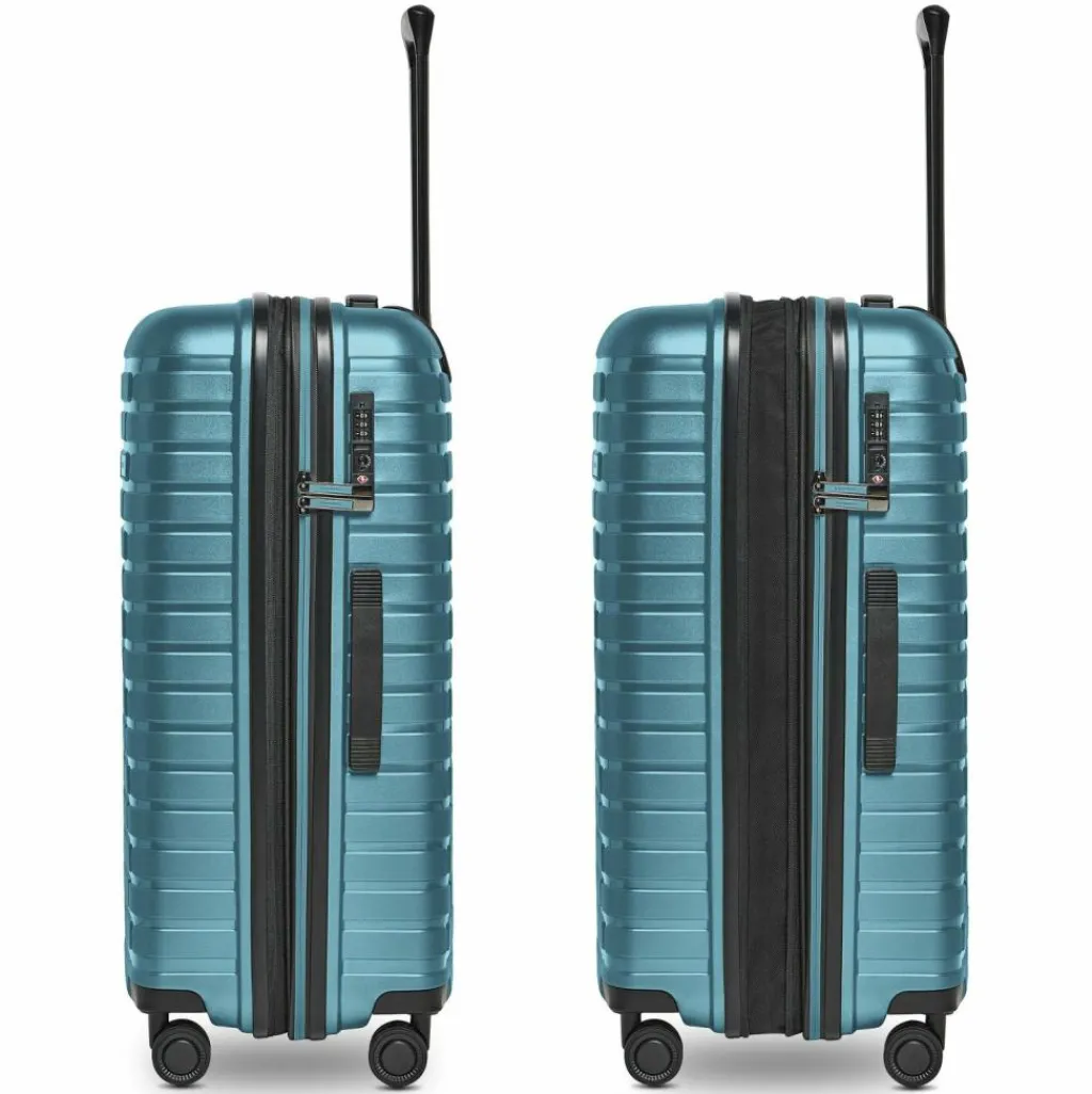Pactastic Hartgepäck|4-Rollen Koffer<Collection 04 THE MEDIUM + 4 Rollen Trolley M 66 cm mit Dehnfalte ice blue-metallic
