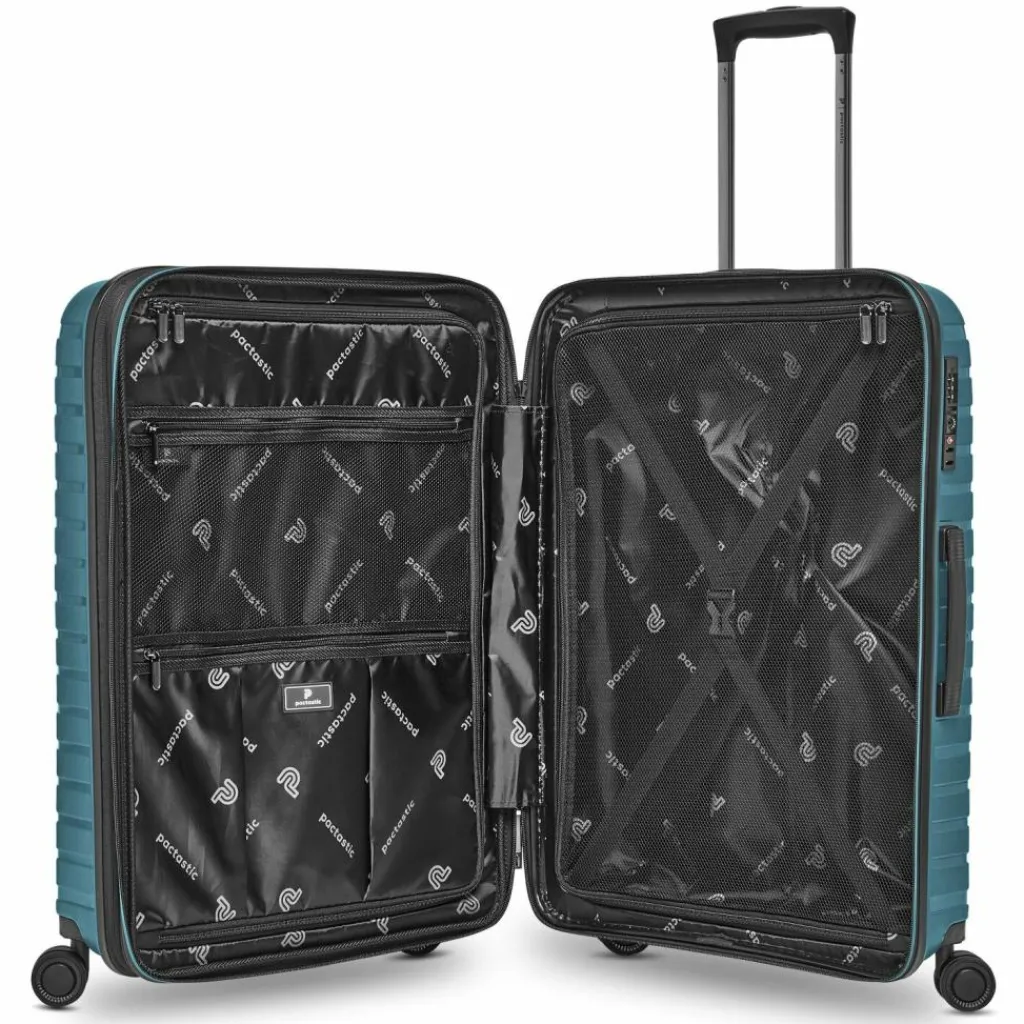Pactastic Hartgepäck|4-Rollen Koffer<Collection 04 THE MEDIUM + 4 Rollen Trolley M 66 cm mit Dehnfalte ice blue-metallic