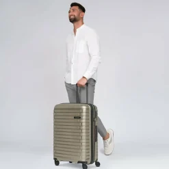 Pactastic Hartgepäck|4-Rollen Koffer<Collection 04 THE MEDIUM + 4 Rollen Trolley M 66 cm mit Dehnfalte champaign-metallic