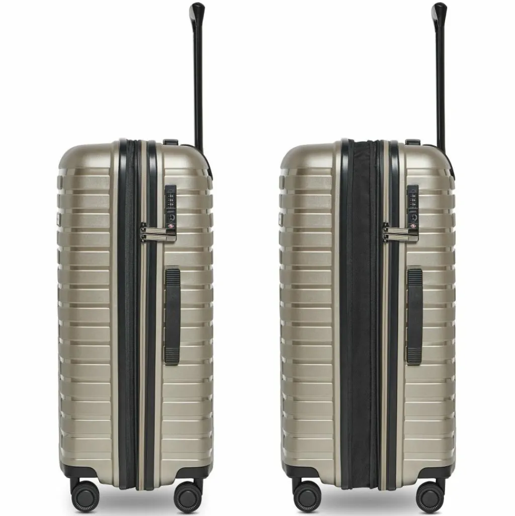 Pactastic Hartgepäck|4-Rollen Koffer<Collection 04 THE MEDIUM + 4 Rollen Trolley M 66 cm mit Dehnfalte champaign-metallic