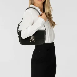 Patrizia Pepe Schultertaschen|Henkeltaschen<Essential Fly Schultertasche Leder 22 cm winter black