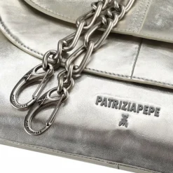 Patrizia Pepe Henkeltaschen<Handtasche Leder 30 cm new silver