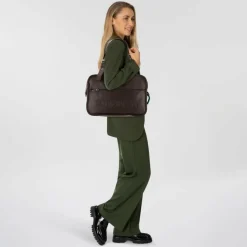 Clearance Patrizia Pepe Schultertasche Leder 34 cm deep chocolate