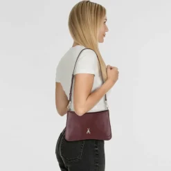 Patrizia Pepe Tris Schultertasche Leder 28.5 cm dark plum