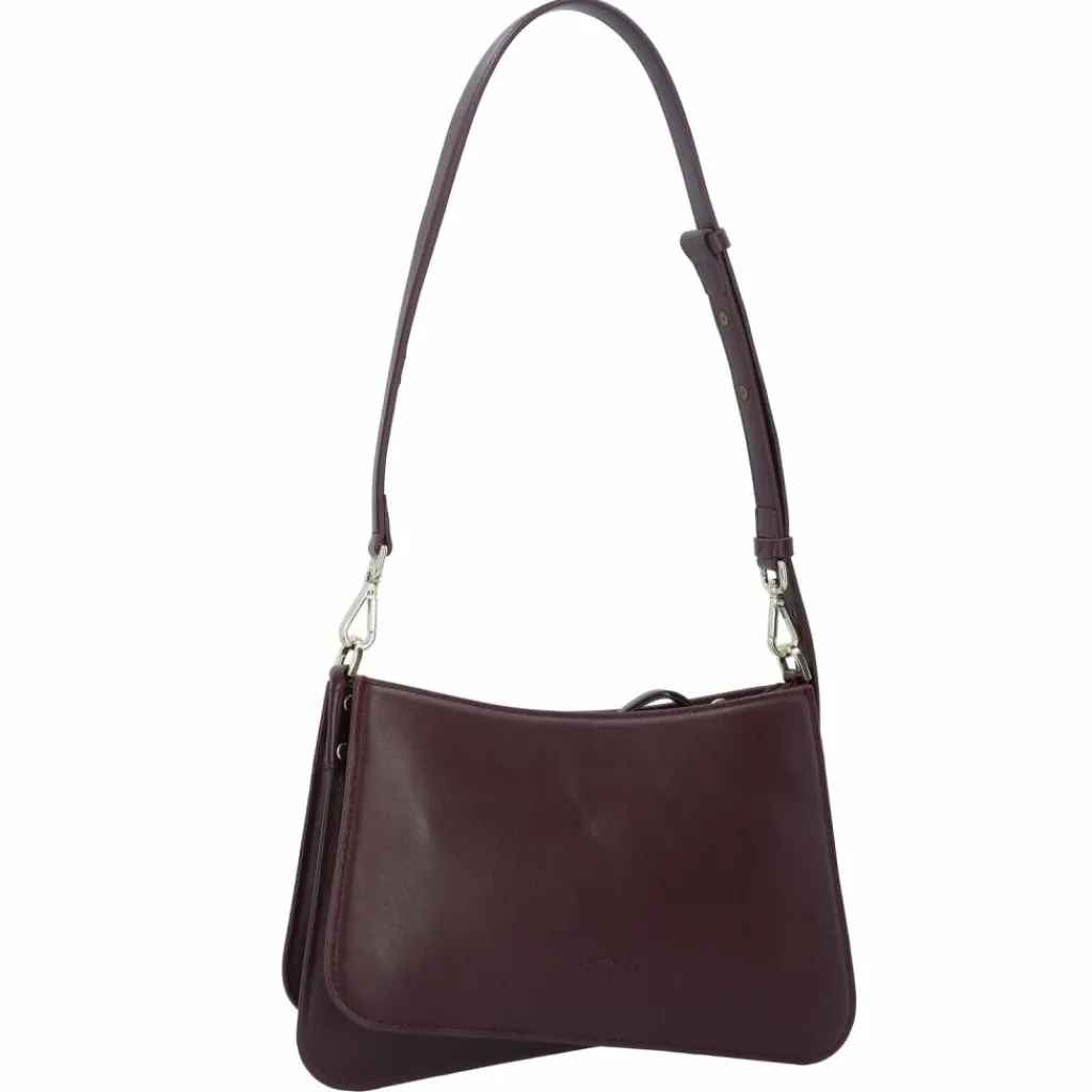 Patrizia Pepe Tris Schultertasche Leder 28.5 cm dark plum