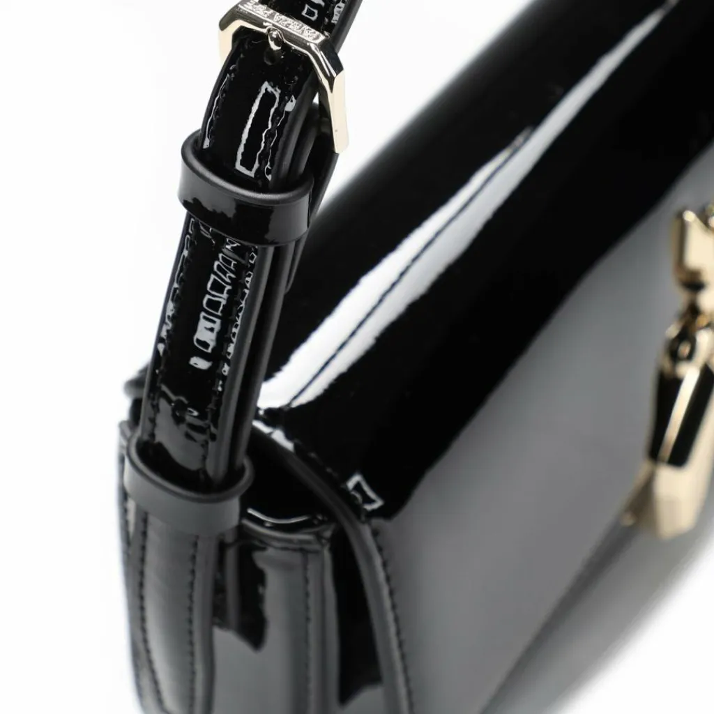 Sale Patrizia Pepe Umhängetasche Leder 22 cm glossy black