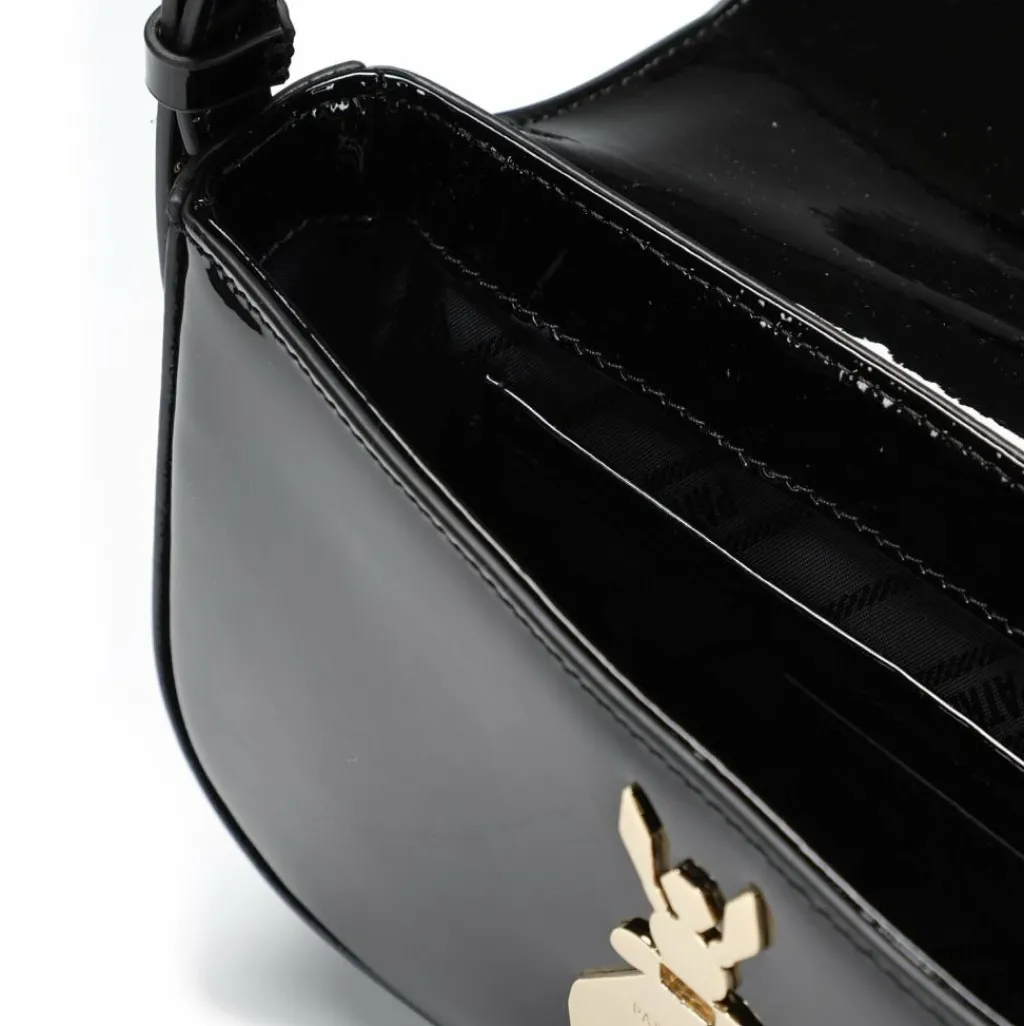 Sale Patrizia Pepe Umhängetasche Leder 22 cm glossy black