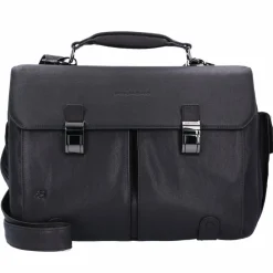 Outlet Piquadro Black Square Aktentasche Leder 43 cm Laptopfach dunkelbraun