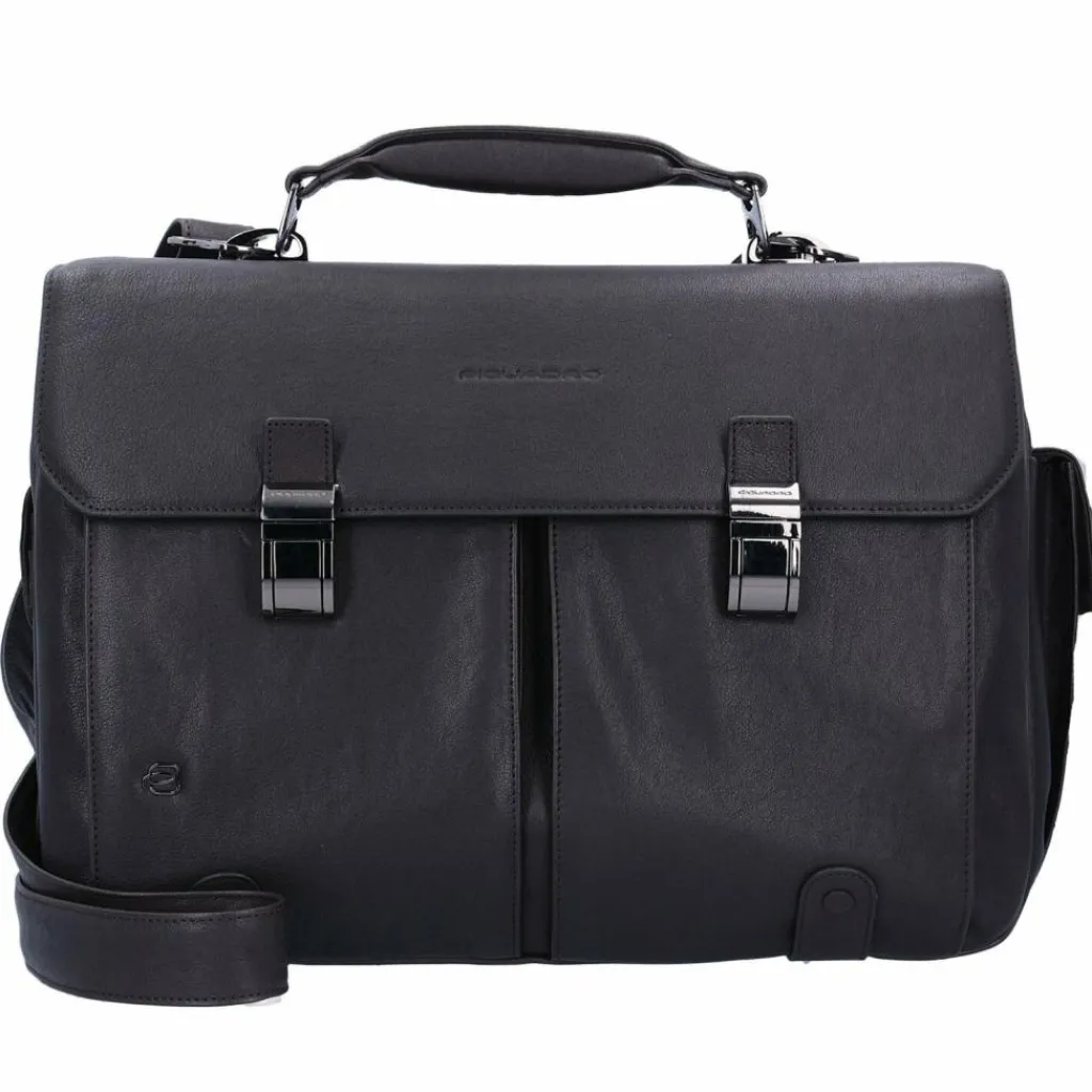 Outlet Piquadro Black Square Aktentasche Leder 43 cm Laptopfach dunkelbraun
