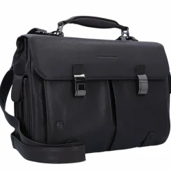 Outlet Piquadro Black Square Aktentasche Leder 43 cm Laptopfach dunkelbraun
