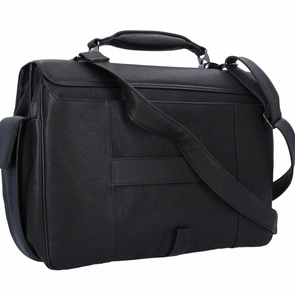 Outlet Piquadro Black Square Aktentasche Leder 43 cm Laptopfach dunkelbraun