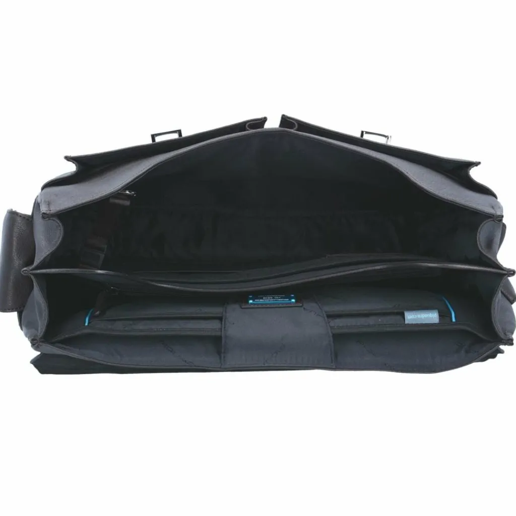 Outlet Piquadro Black Square Aktentasche Leder 43 cm Laptopfach dunkelbraun