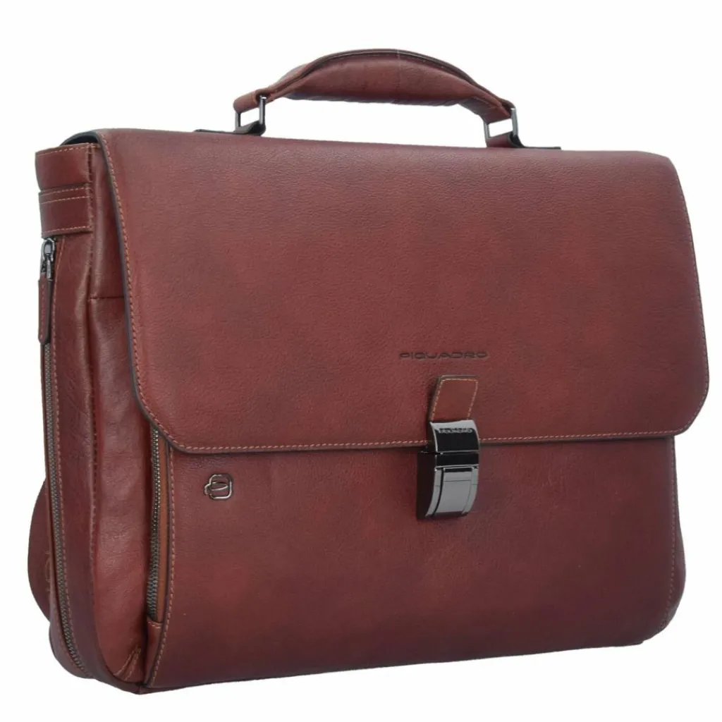 Clearance Piquadro Black Square Aktentasche Leder 40 cm Laptopfach cuoio tabacco