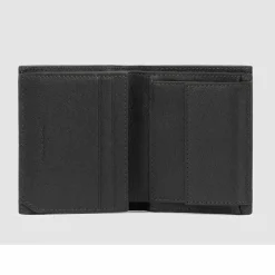 Outlet Piquadro Square Geldbörse RFID Schutz Leder 8.5 cm black
