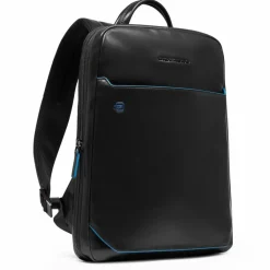Piquadro Lederrucksäcke|Daypacks<Blue Square Daypack RFID Schutz Leder 37 cm Laptopfach black