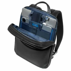 Piquadro Lederrucksäcke|Daypacks<Blue Square Daypack RFID Schutz Leder 37 cm Laptopfach black