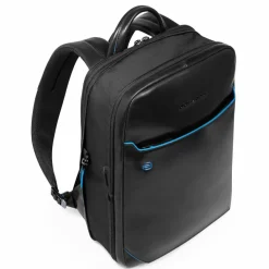 Piquadro Lederrucksäcke|Daypacks<Blue Square Daypack RFID Schutz Leder 37 cm Laptopfach black