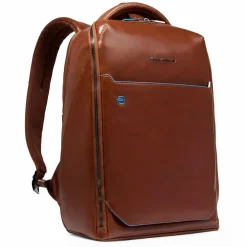 Piquadro Lederrucksäcke|Daypacks<Blue Square Daypack RFID Schutz Leder 39 cm Laptopfach brown