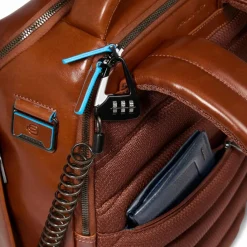 Piquadro Lederrucksäcke|Daypacks<Blue Square Daypack RFID Schutz Leder 39 cm Laptopfach brown