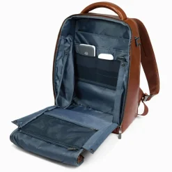 Piquadro Lederrucksäcke|Daypacks<Blue Square Daypack RFID Schutz Leder 39 cm Laptopfach brown