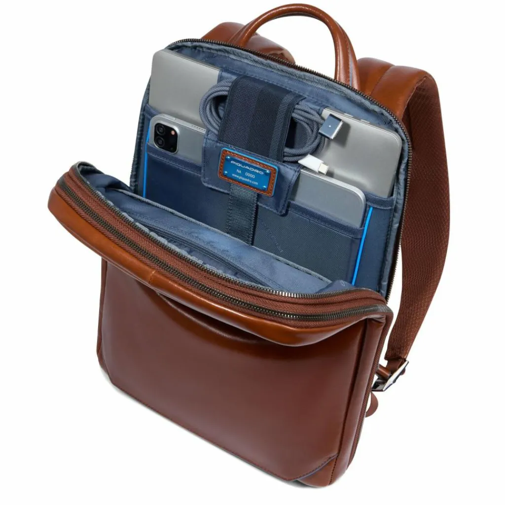Best Piquadro Blue Square Daypack RFID Schutz Leder 37 cm Laptopfach brown