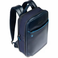 Piquadro Lederrucksäcke|Daypacks<Square Daypack RFID Schutz Leder 37 cm Laptopfach blue