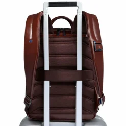 New Piquadro Blue Square Daypack RFID Schutz Leder 37 cm Laptopfach mahogany