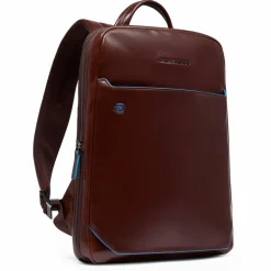 New Piquadro Blue Square Daypack RFID Schutz Leder 37 cm Laptopfach mahogany