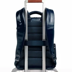Outlet Piquadro Square Daypack Leder 29 cm Laptopfach blue