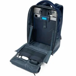 Outlet Piquadro Square Daypack Leder 29 cm Laptopfach blue