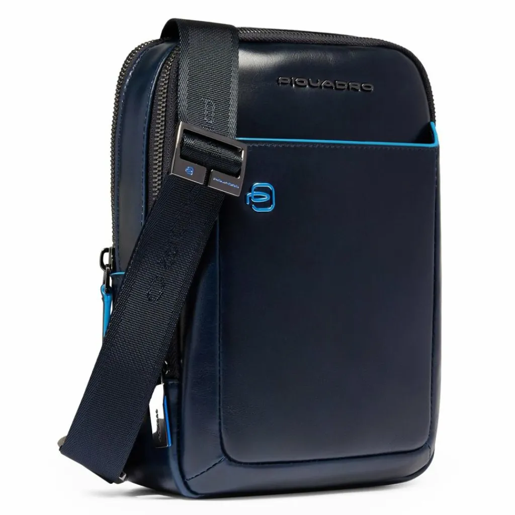 Sale Piquadro Square Mini Bag Umhängetasche Leder 17 cm blue