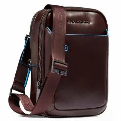 Outlet Piquadro Blue Square Mini Bag Umhängetasche Leder 17 cm mahogany
